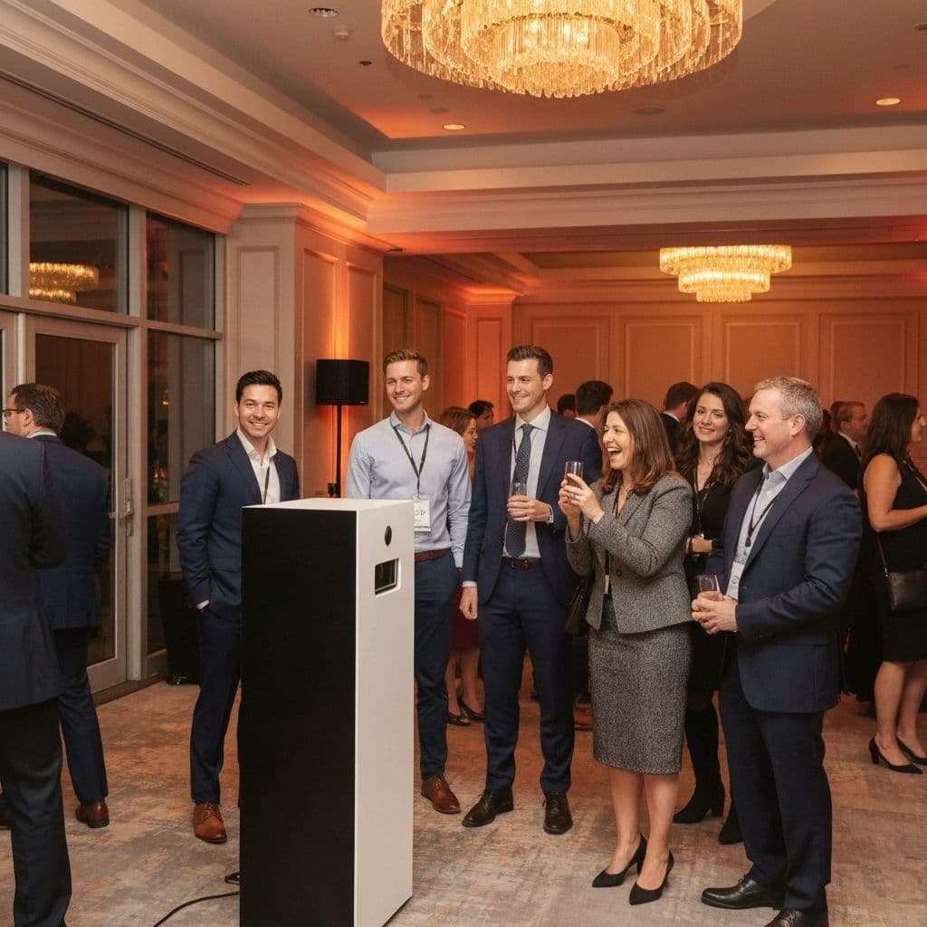 ลูกค้าใช้งานตู้ถ่ายภาพ Photobooth พร้อมระบบ AI Digital Canvas สำหรับงานอีเวนต์